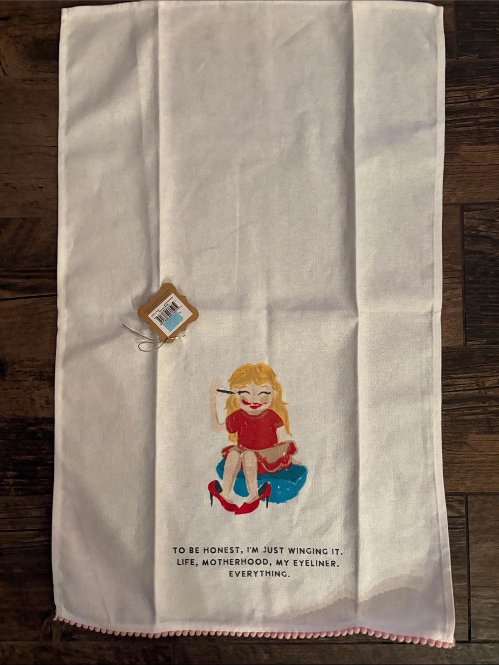 Mud Pie Set of 4 White Tea Towels with funny mom moments